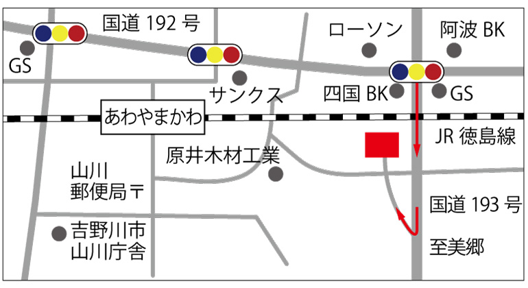 マップ：吉野川市養護老人ホーム　芳越荘